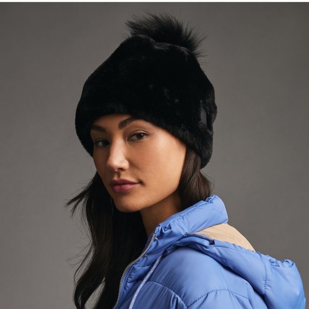 UGG Black Fur Pom-Pom Hat